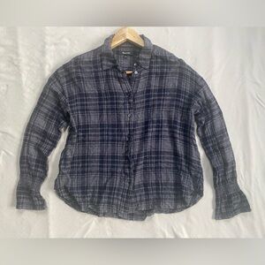 Madewell Navy and Gray Plaid Button-Down Shirt